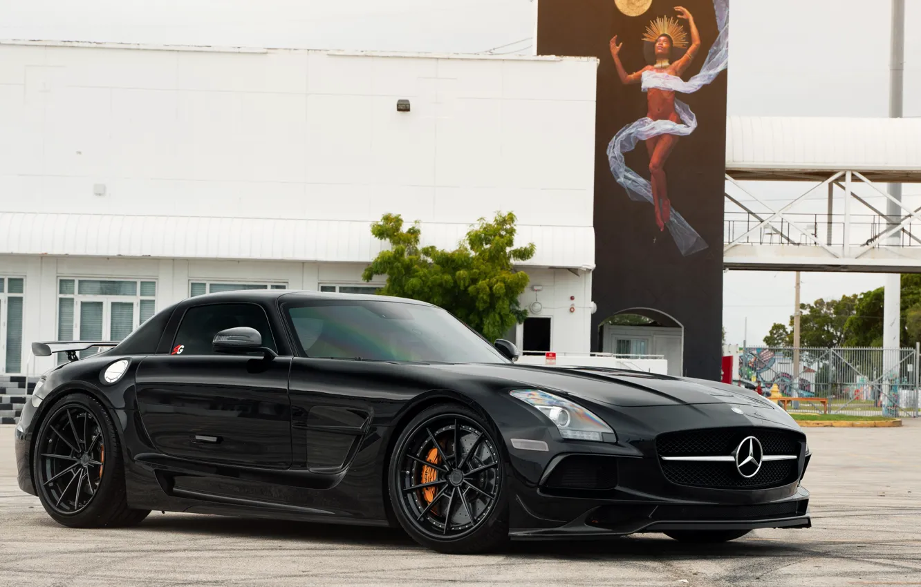 Фото обои Mercedes-Benz, Mercedes, SLS AMG, AMG, Black, Graffiti