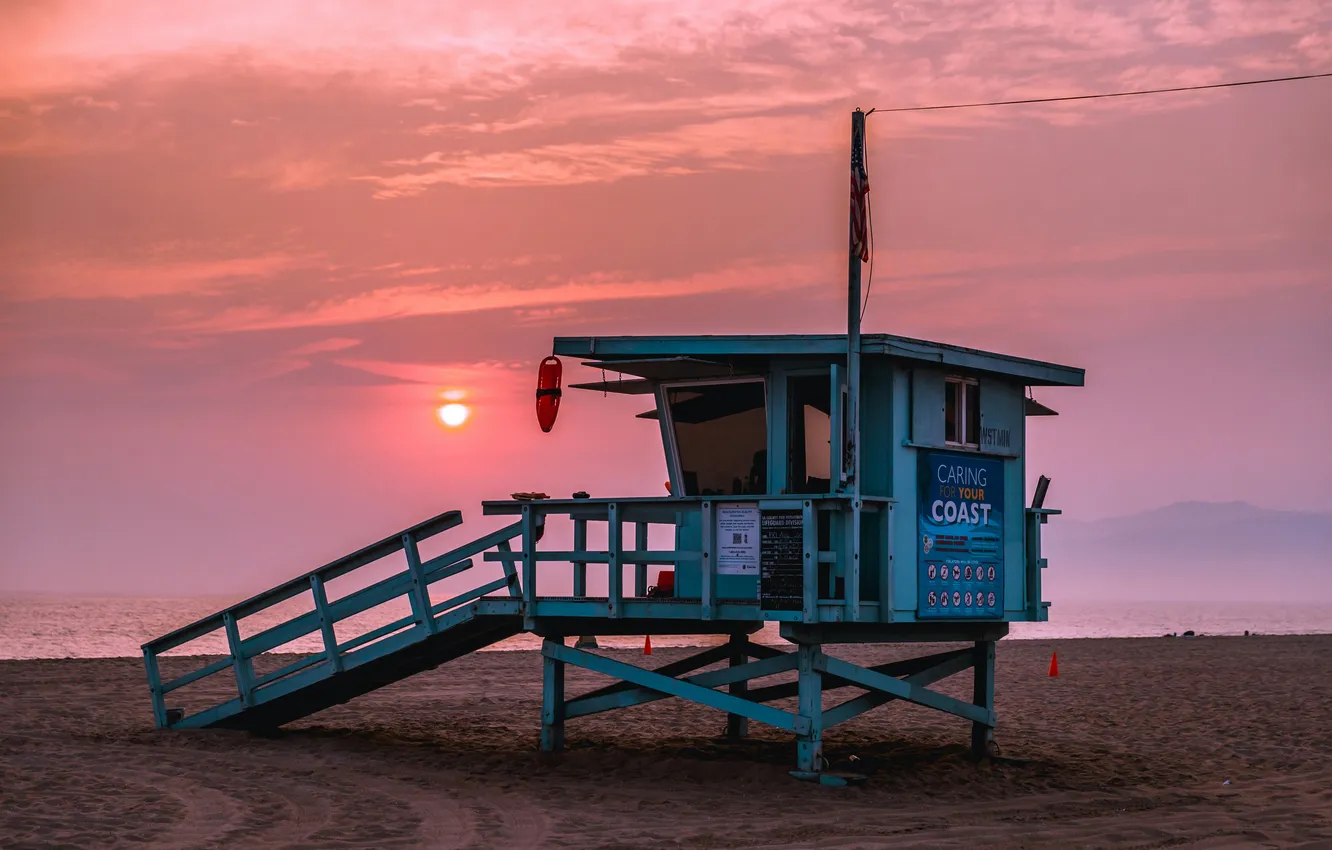 Фото обои закат, USA, California, Jessica Christian, Venice beach