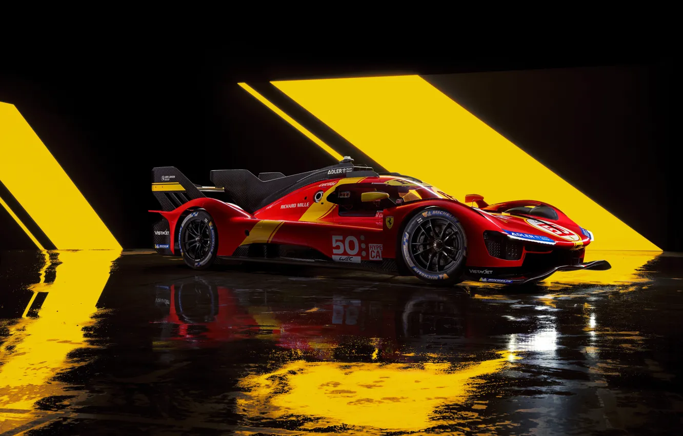 Фото обои Красный, Феррари, Ferrari, Гиперкар, Hypercar, Rear, World Endurance Championship, 2023
