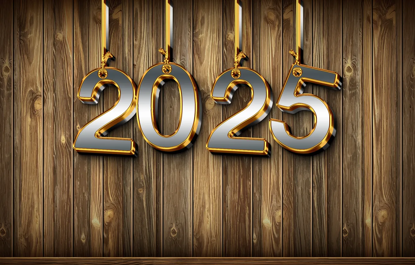 Фото обои фон, цифры, Новый год, golden, new year, wood, background, numbers