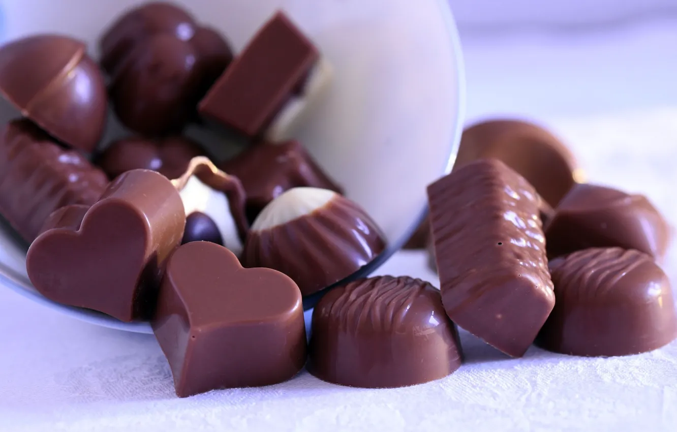 Фото обои сердце, шоколад, конфеты