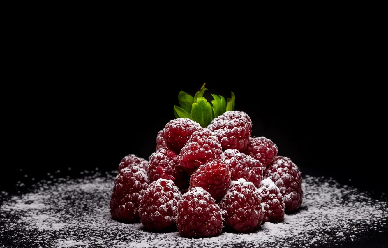Фото обои ягода, мята, Малина, сахарная пудра