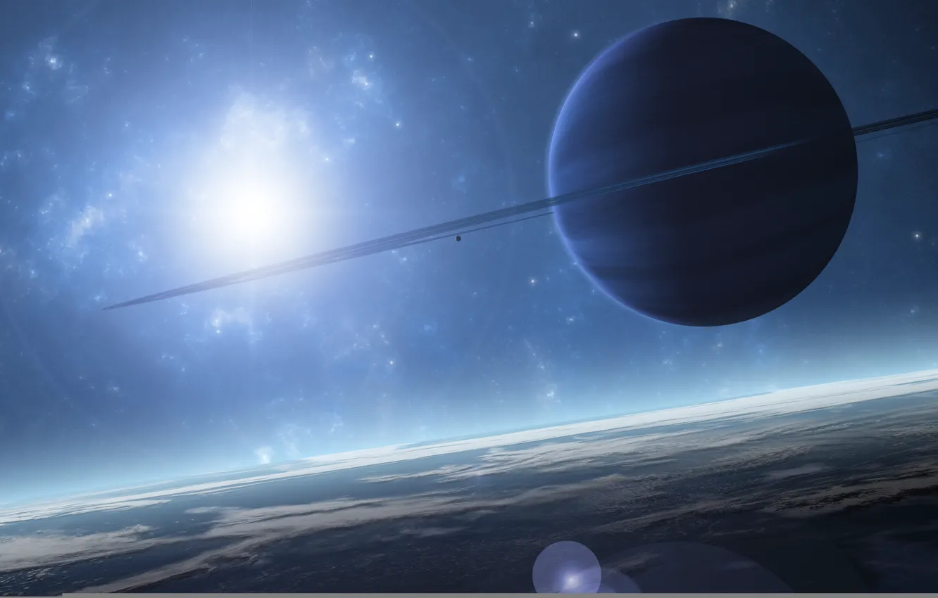 Фото обои space, light, blue, planet, atmosphere, Sci Fi