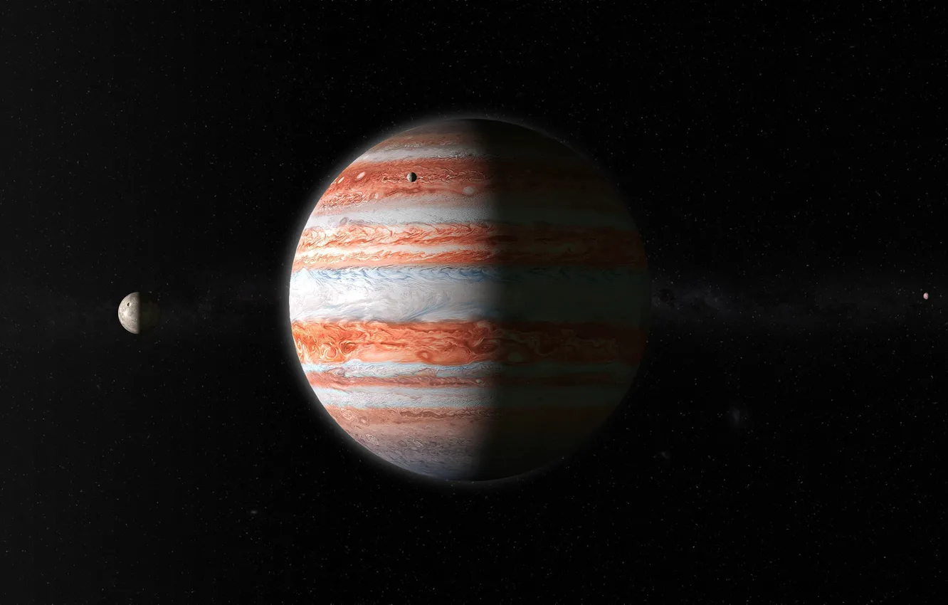Фото обои Планета, Космос, Юпитер, Спутник, Система, Газовый гигант, by George Shaposhnikov, Gas Giant