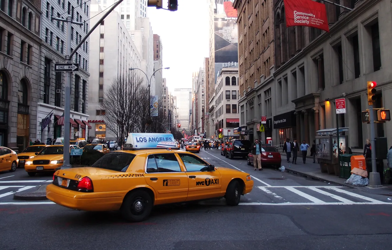 Фото обои улица, такси, нью-йорк, New York