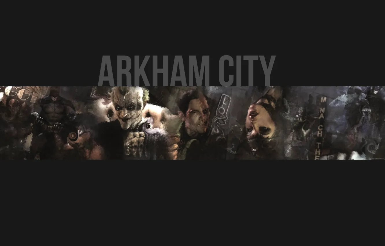 Фото обои игра, Джокер, Бэтмен, двуликий, Женщина кошка, Batman Arkham City
