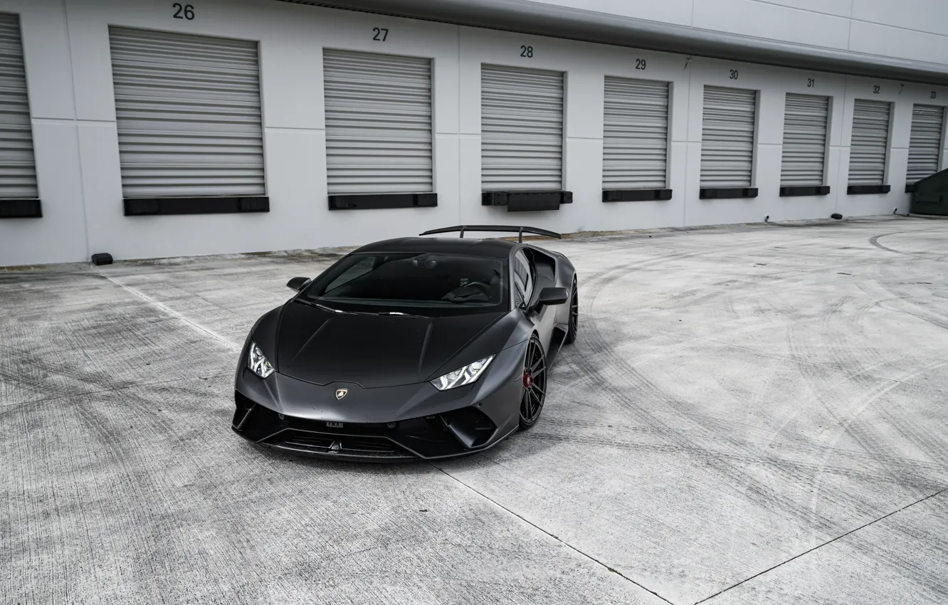 Фото обои Lamborghini, Black, VAG, Performante, Warehouses