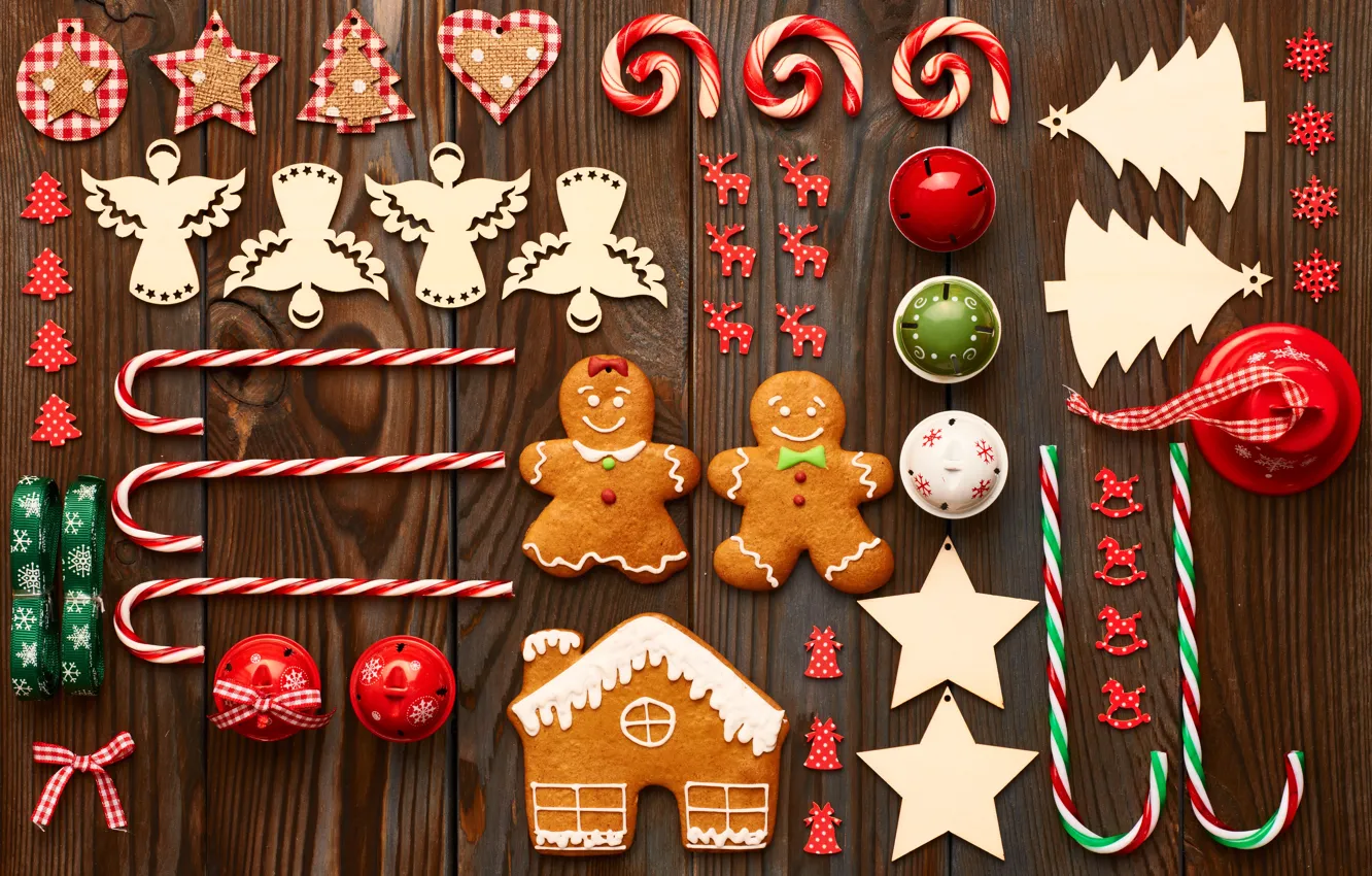 Фото обои merry christmas, cookies, decoration, xmas, gingerbread