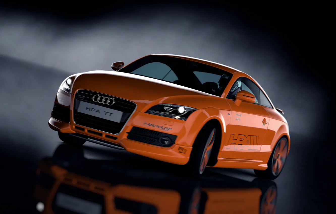 Фото обои Audi, Дым, Машина, Оранжевая, Turismo, Gran