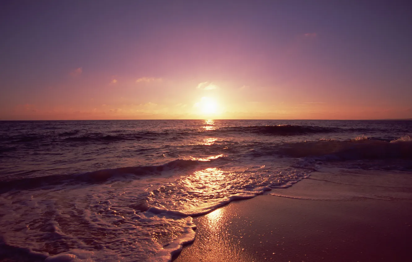 Фото обои песок, море, волны, пляж, пейзаж, закат, природа, фото