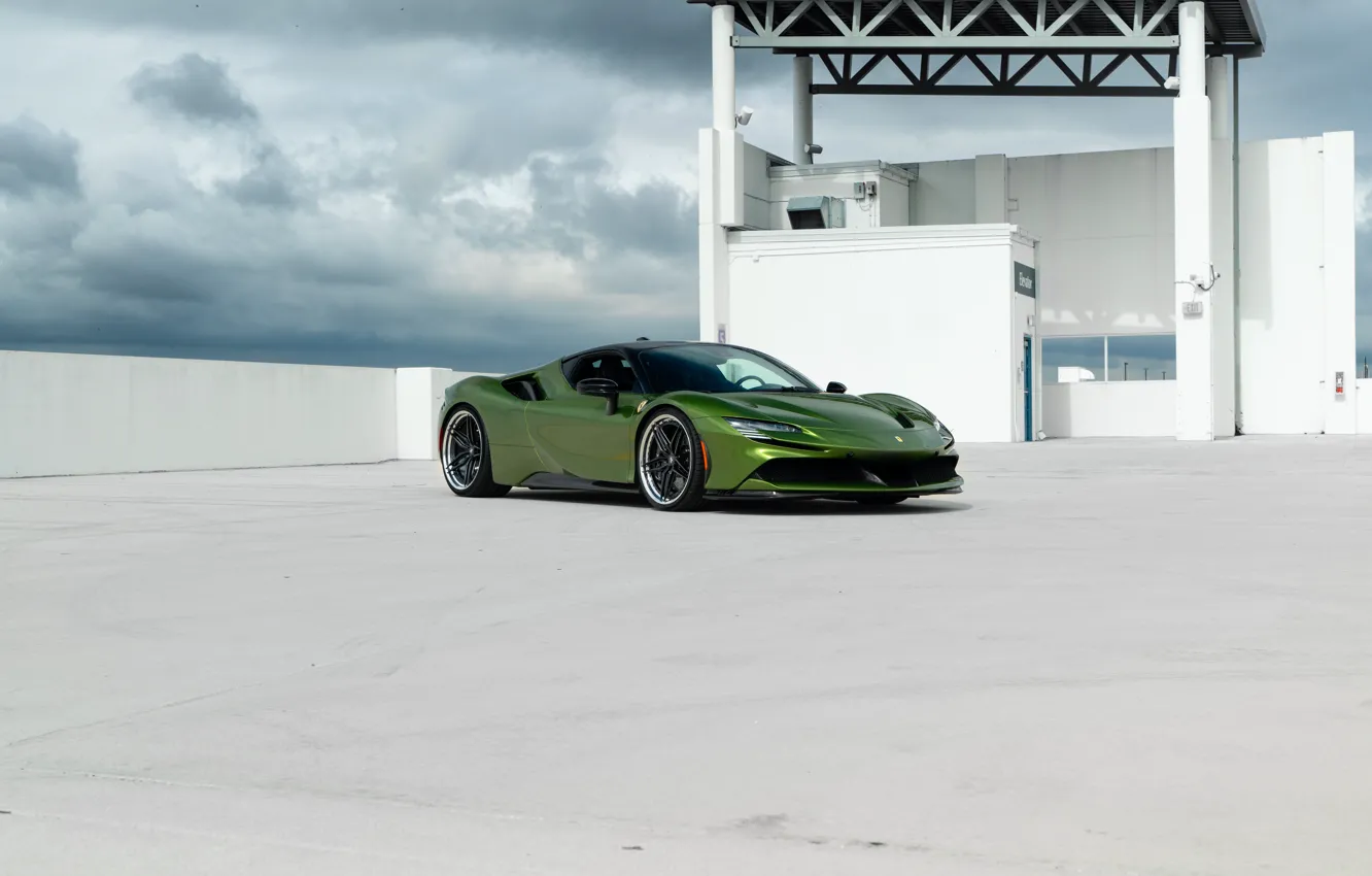 Фото обои Ferrari, Clouds, Sky, SF90