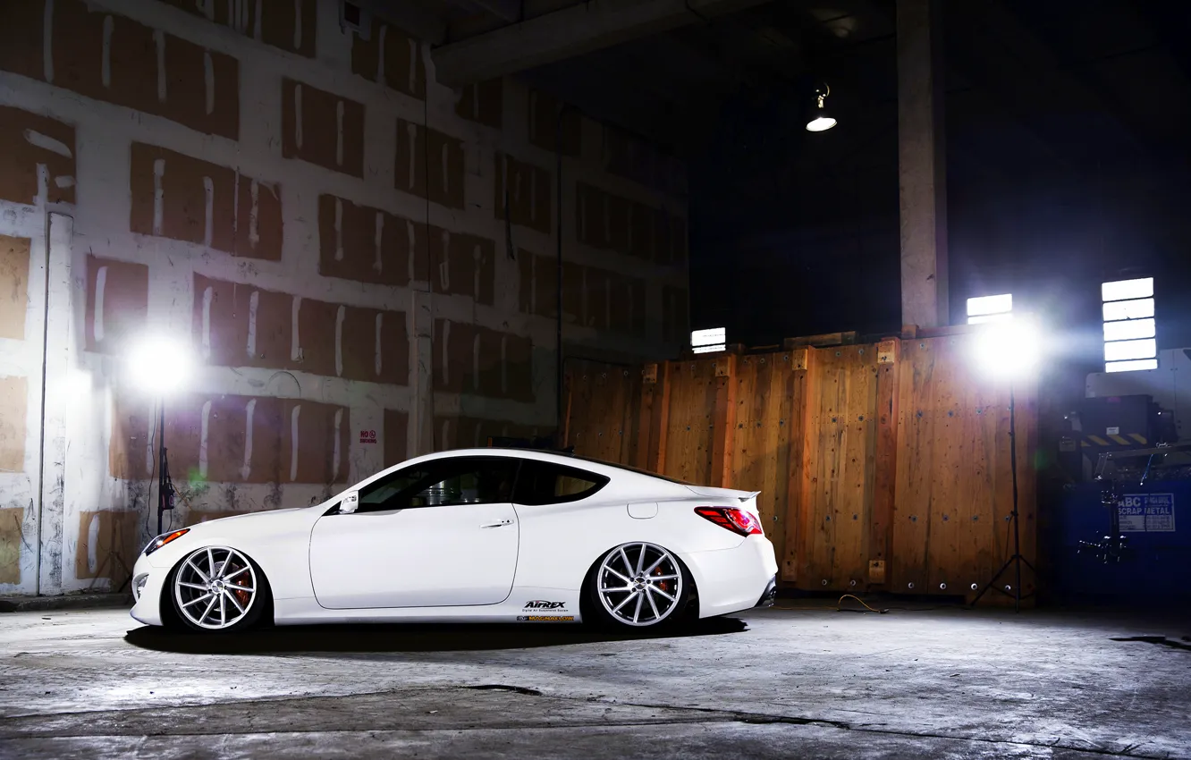 Фото обои white, side, Hyundai, vossen, Genesis, 3.8