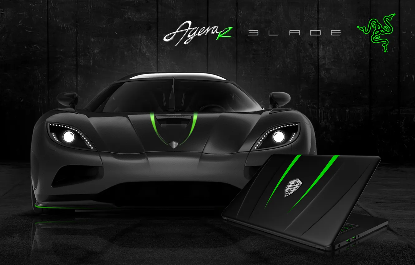 Фото обои Auto, Green, Black, White, Wallpaper, Hi-Tech, Razer Blade, Koenigsegg Agera R