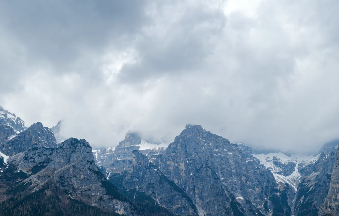 Фото обои небо, горы, тучи, природа, скалы, Италия, Italy, Brenta Dolomites