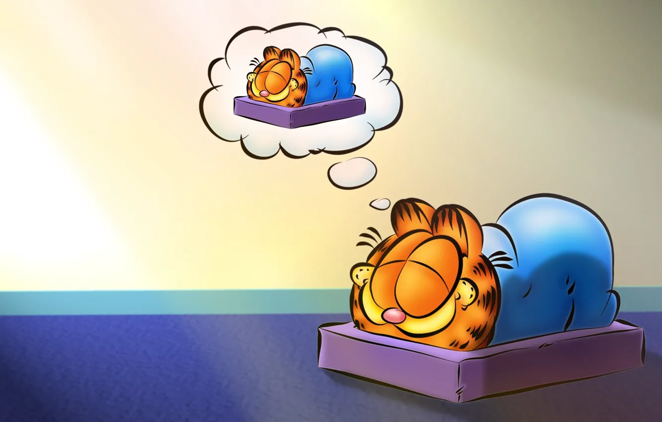 Фото обои кот, мультфильм, сон, спит, Гарфилд, Garfield