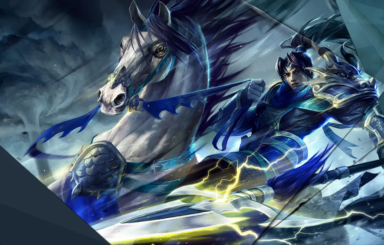 Фото обои лошадь, парень, League of Legends, Xin Zhao