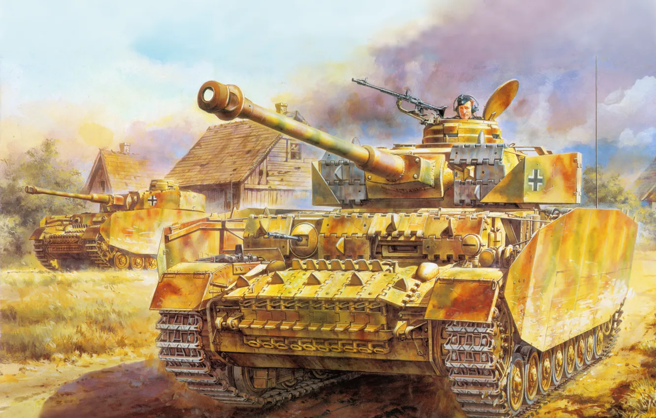 Фото обои Рисунок, Танк, PzKpfw IV, Немецкий, Panzerkampfwagen IV, Panzerwaffe, 75-мм KwK.40, Средний