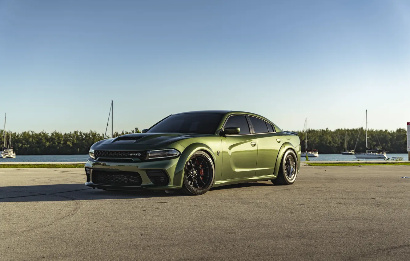 Фото обои Dodge, Charger, SRT Hellcat, Metallic green