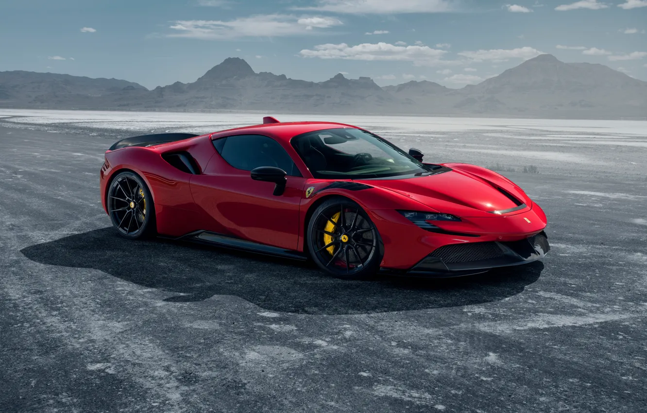 Фото обои Ferrari, Red, Mountain, Side, Road, Novitec, Ferrari SF90, Ferrari SF90 Stradale