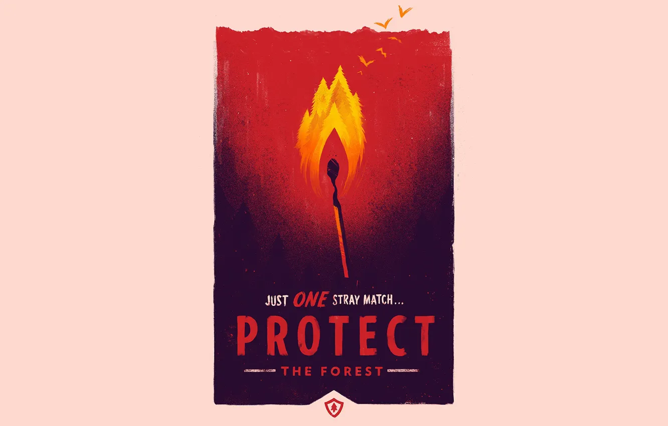Фото обои Игра, Спичка, Плакат, Арт, Campo Santo, Firewatch, Пожарный дозор, Protect the forest
