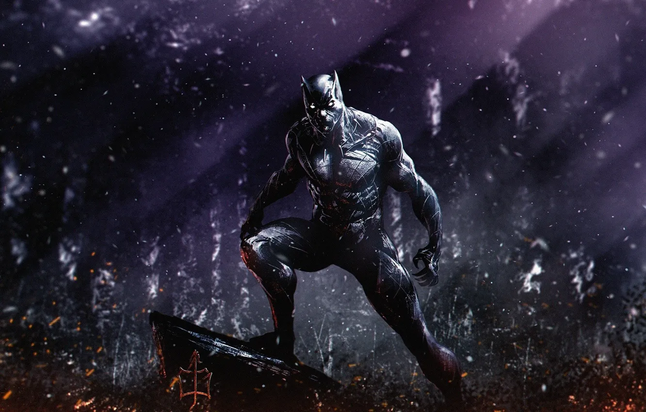 Фото обои Чёрная Пантера, Black Panther, арт, кино