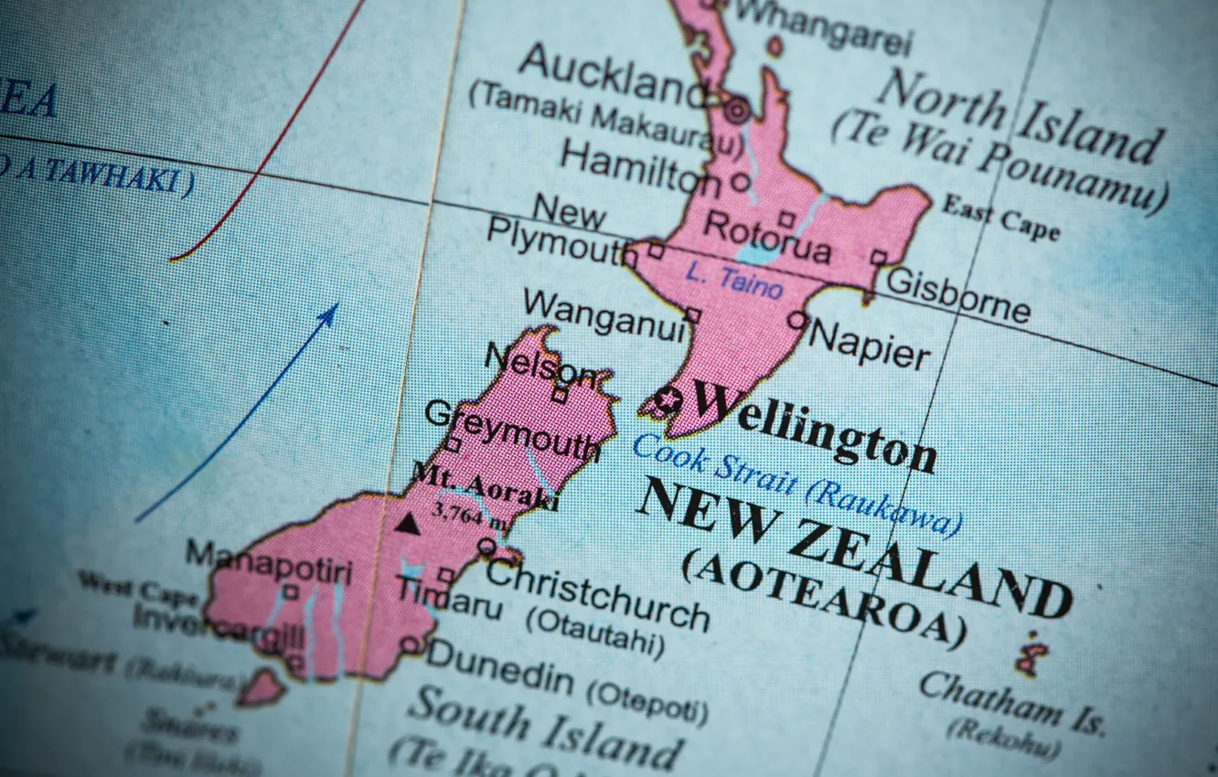 Фото обои colors, New Zealand, map, oceania