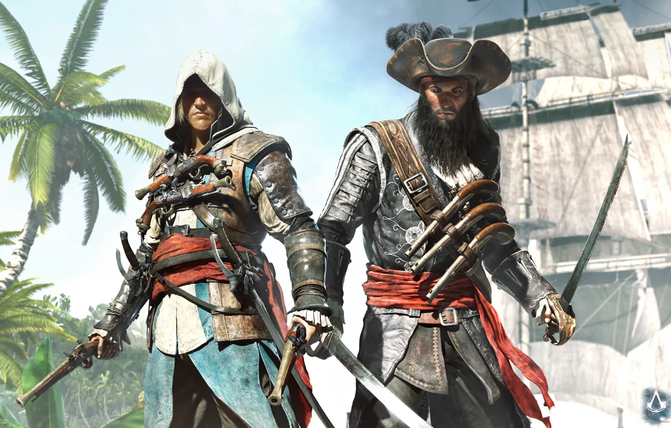 Фото обои пират, Капитан, Черный Флаг, ассасин, черная борода, Эдвард Кенуэй, Assassin's Creed IV: Black Flag, Чёрная …