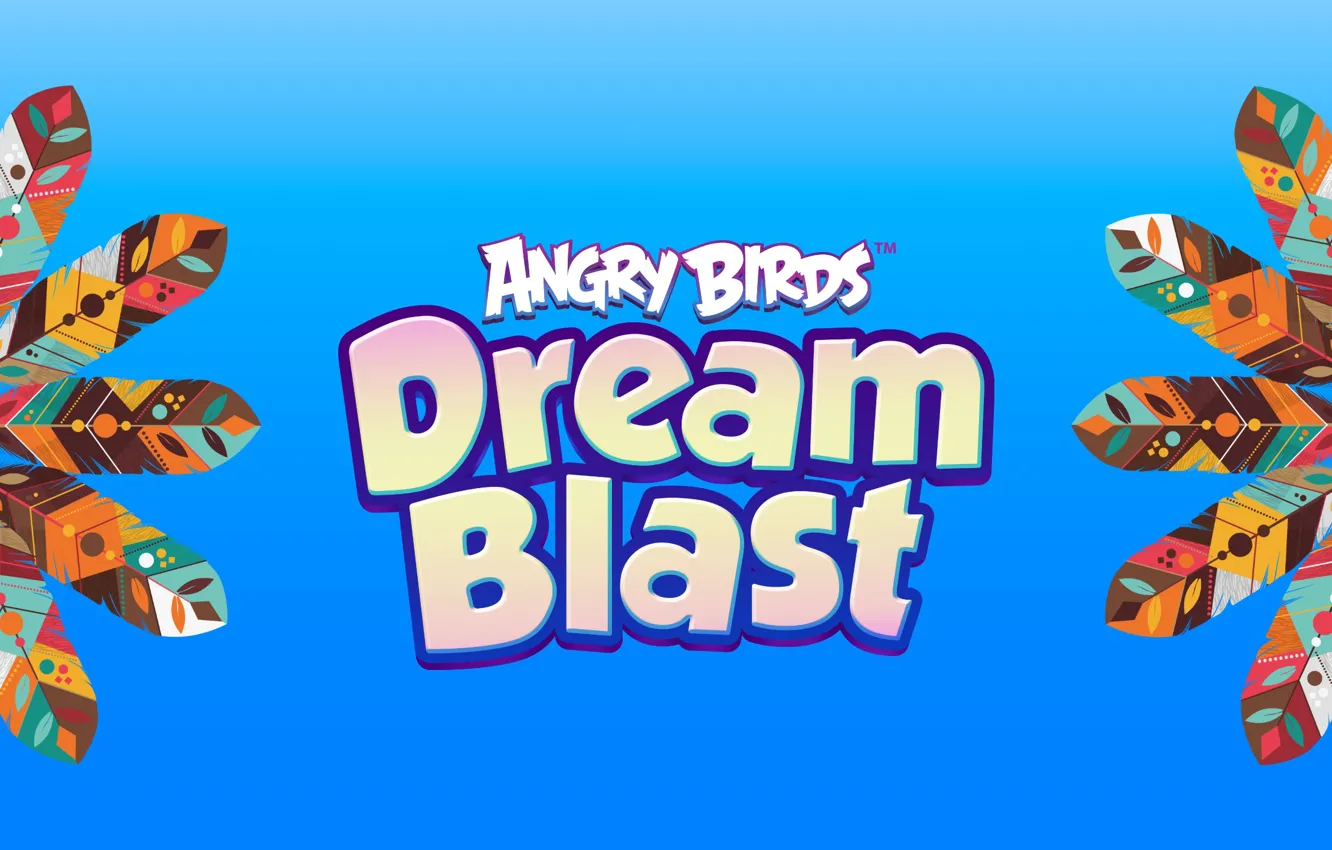 Фото обои игра, перья, wallpaper, logo, game, голубой фон, feathers, angry birds