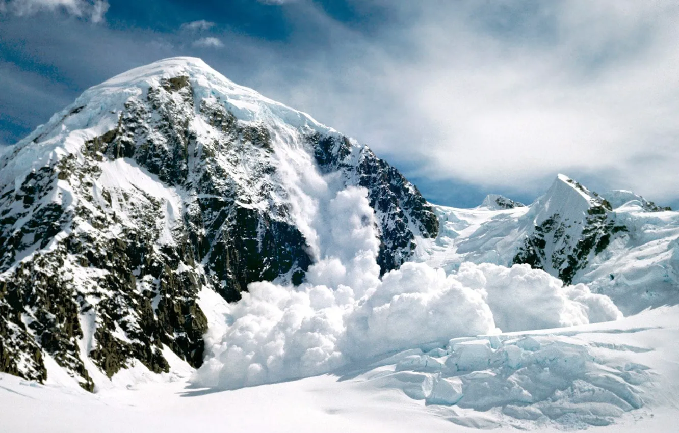 Фото обои снег, гора, Лавина