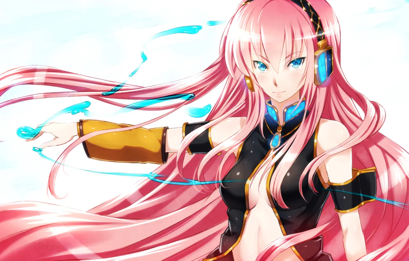 Фото обои девушка, наушники, арт, vocaloid, megurine luka, вокалоид, gabiran
