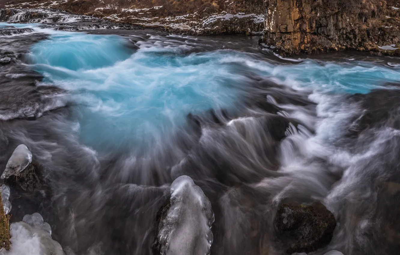 Фото обои река, поток, Исландия