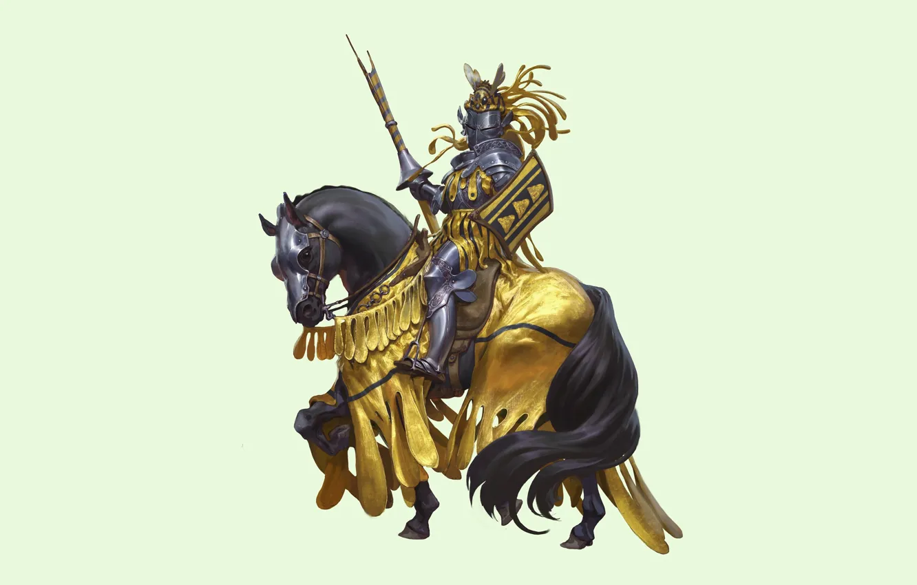 Фото обои Лошадь, Доспехи, Конь, Рыцарь, Щит, Knight, Shield, Medieval