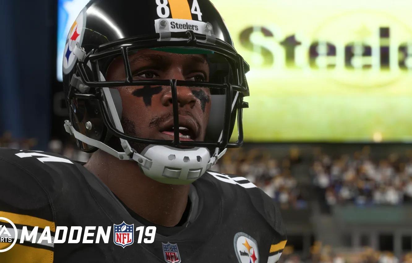 Фото обои American football, Antonio Brown, Madden NFL 19, Антонио Браун