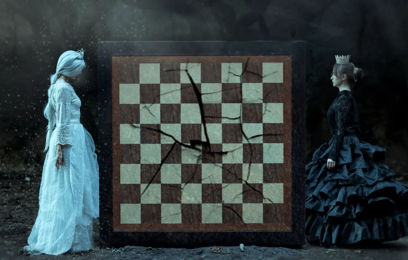 Фото обои шахматы, доска, королевы