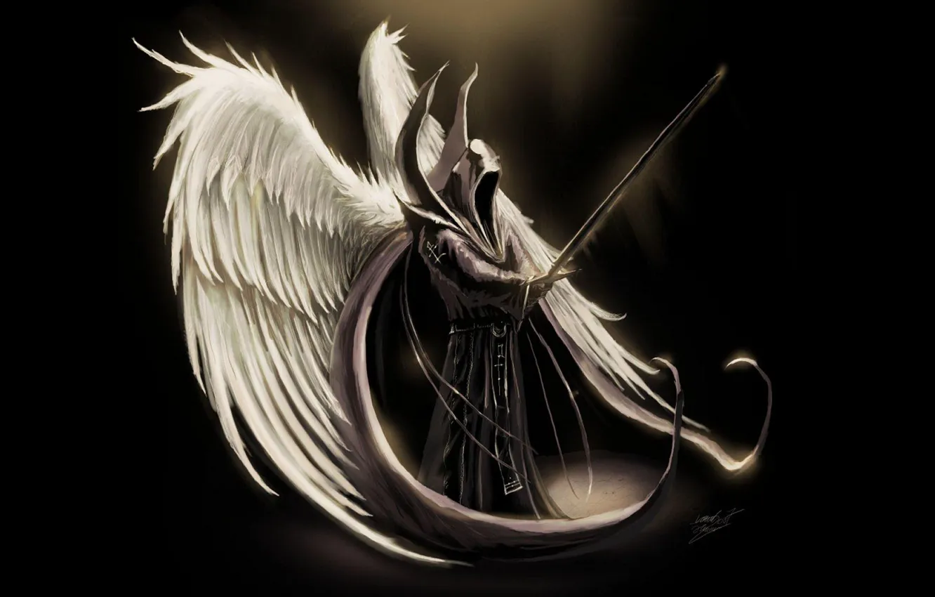 Фото обои оружие, крылья, ангел, меч