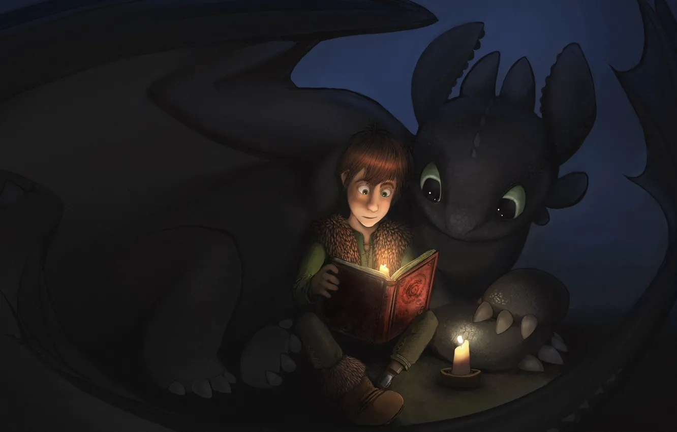 Фото обои Иккинг, Беззубик, Как приручить дракона, книга., ночная фурия