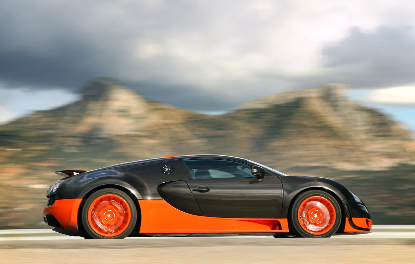 Фото обои Машина, Бугатти, Bugatti, Вейрон, Движение, Veyron, Car, Автомобиль
