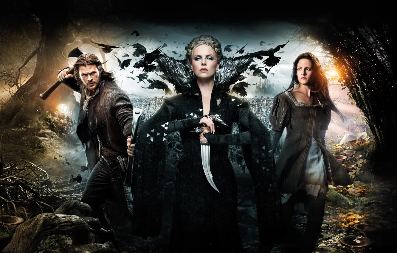 Фото обои Charlize Theron, Kristen Stewart, Кристен Стюарт, Шарлиз Терон, Snow White and the Huntsman, Белоснежка и …