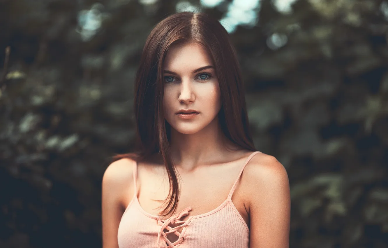 Фото обои взгляд, девушка, лицо, волосы, портрет
