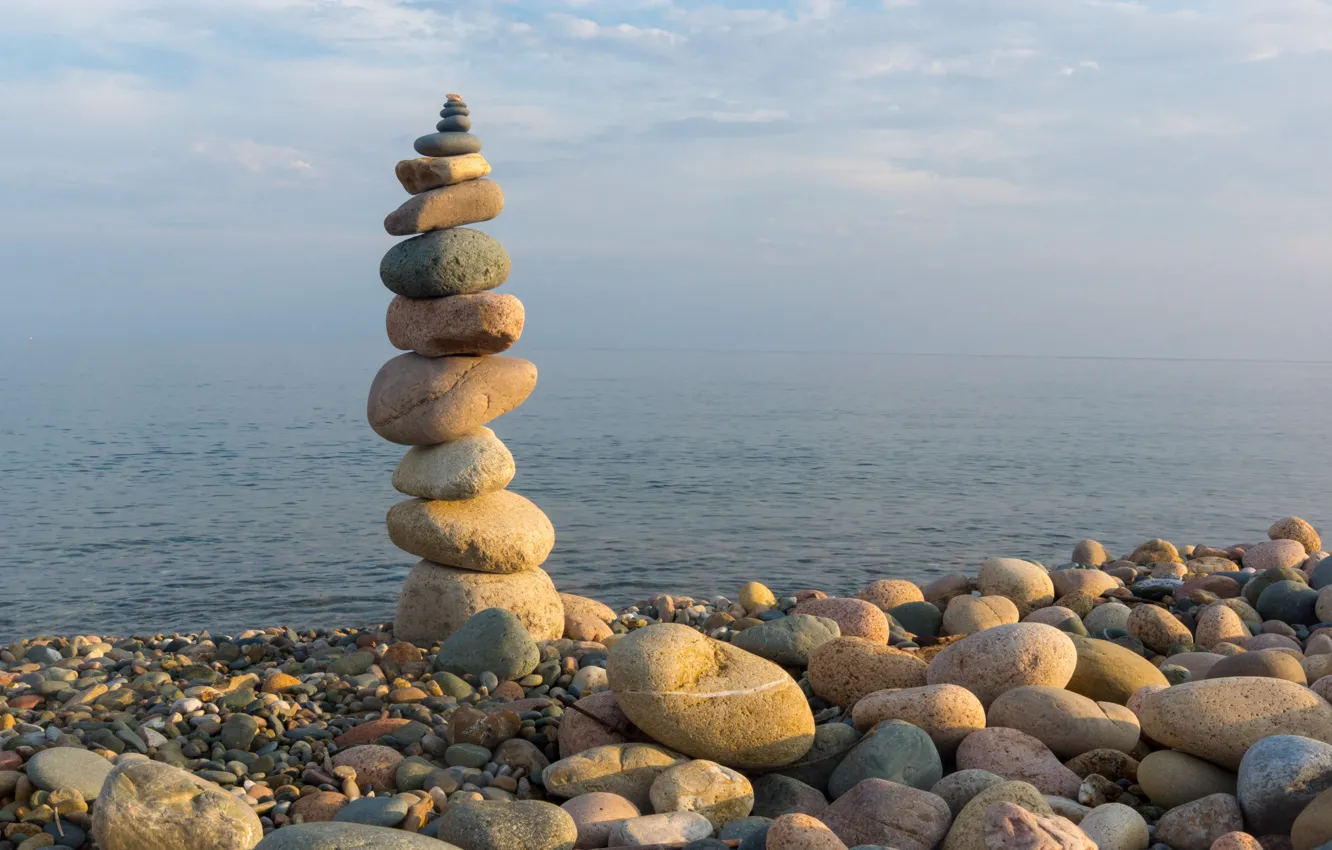Фото обои море, камни, равновесие