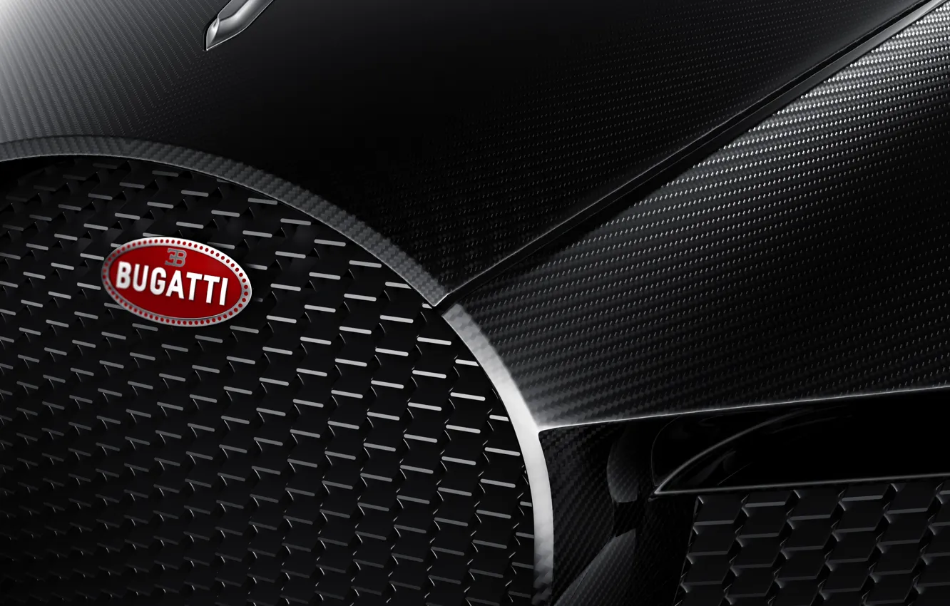 Фото обои Bugatti, logo, badge, La Voiture Noire, Bugatti La Voiture Noire