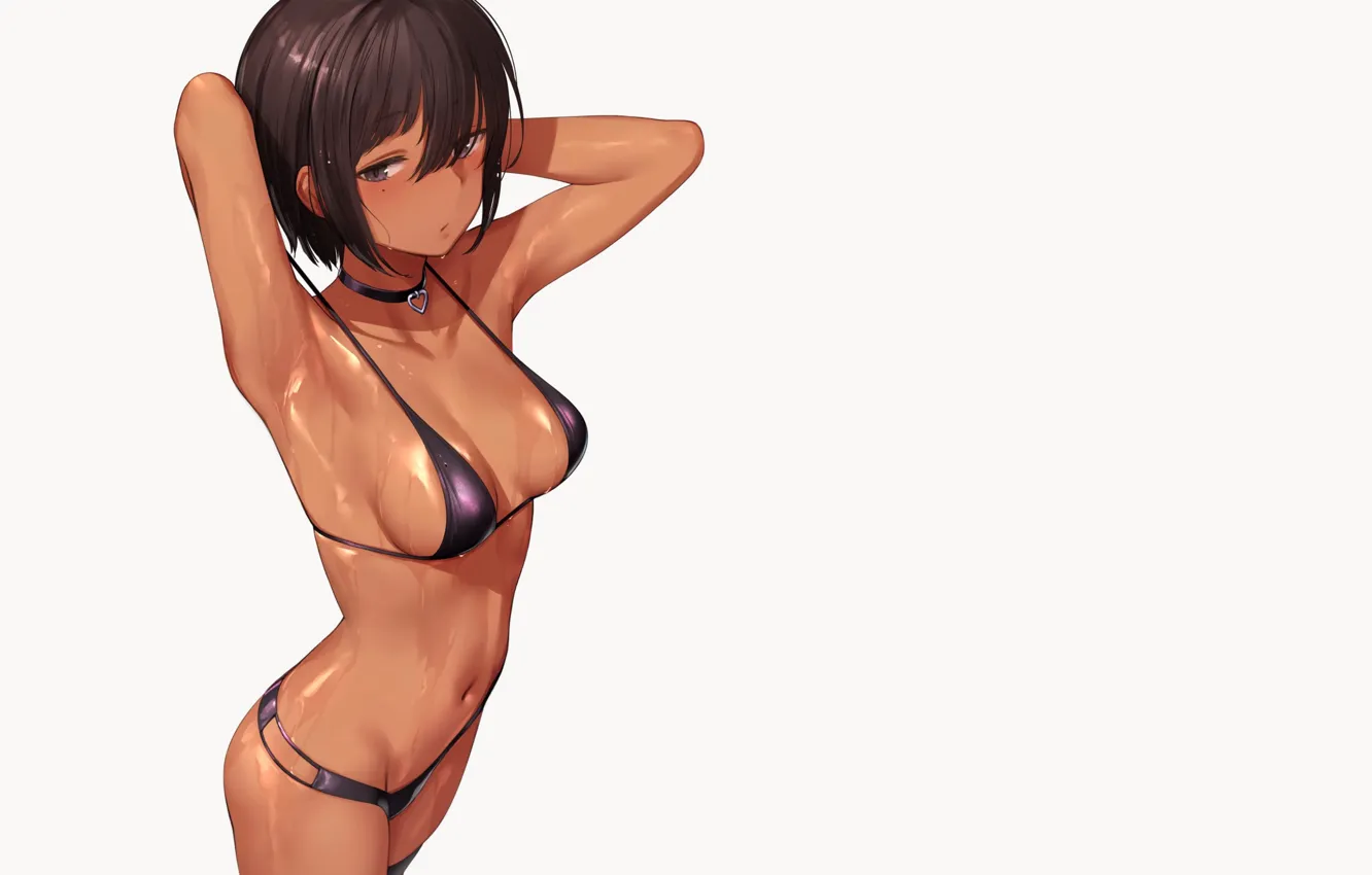 Фото обои kawaii, girl, wet, anime, babe, cute, bikini, sweat