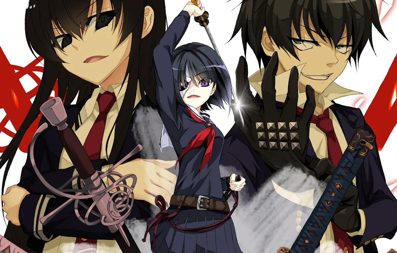 Фото обои girl, sword, anime, katana, ken, blade, mask, martial artist