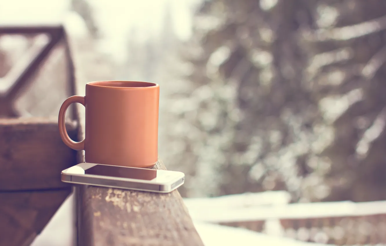 Фото обои чашка, hot, winter, snow, cup, смартфон, coffee