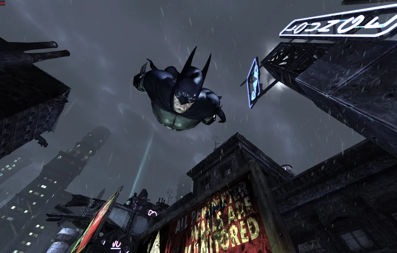 Фото обои полет, Бэтмен, game, Batman Arkham City