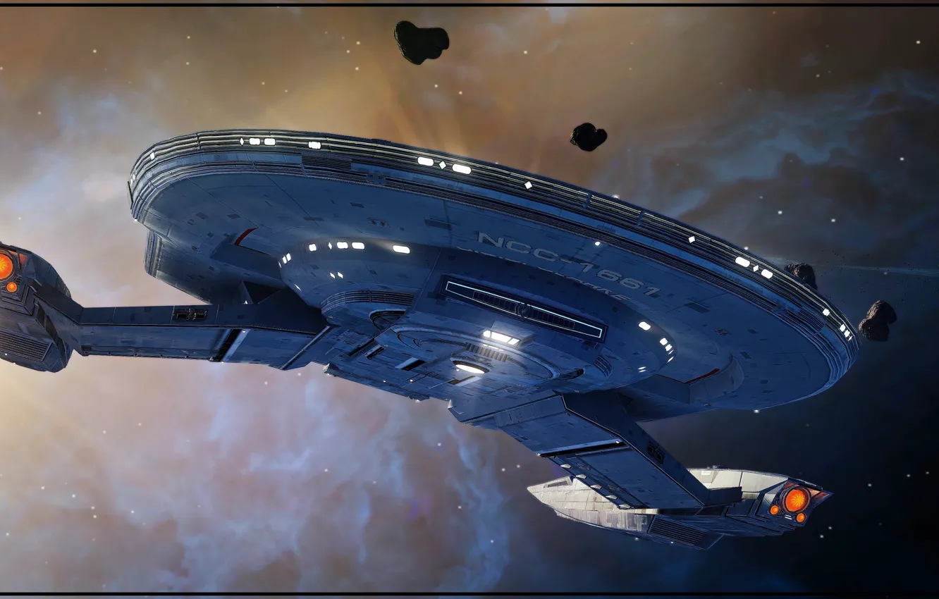 Фото обои корабль, Космос, Star Trek, Космический корабль, Fan Art, Звездолет, by Kurumi Morishita, Startrek