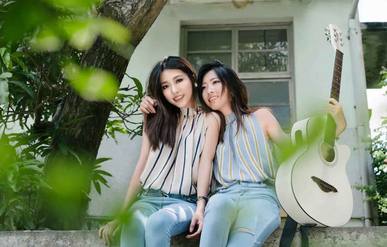 Фото обои девушка, гитара, подруги