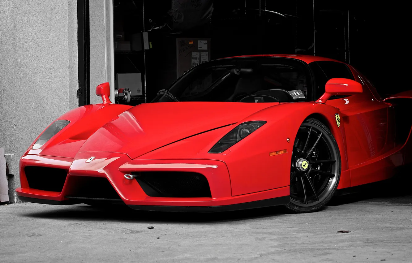Фото обои красный, Ferrari, red, феррари, Enzo, передняя часть, энзо