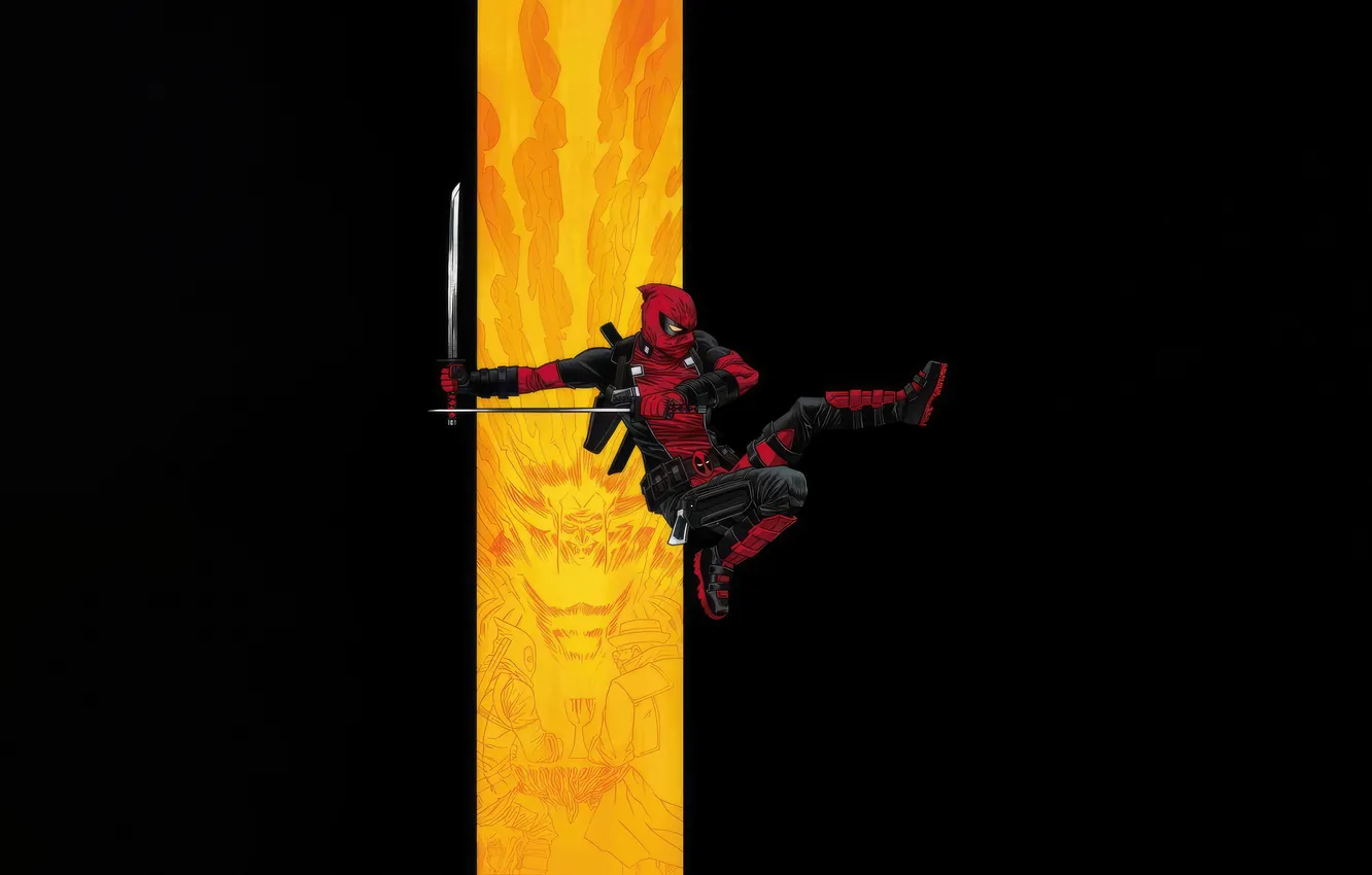 Фото обои черный, комиксы, <b>Deadpool</b>, марвел, супер герой, <b>дедпул</b>, Mosaic Ma...