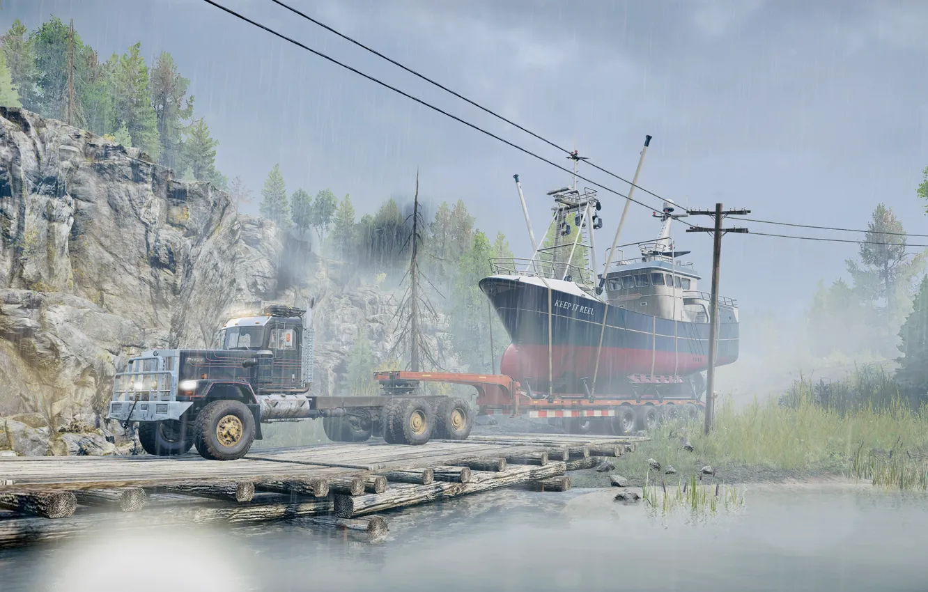 Фото обои HDR, Canada, Water, Rain, Smoke, Game, Trailer, Trees